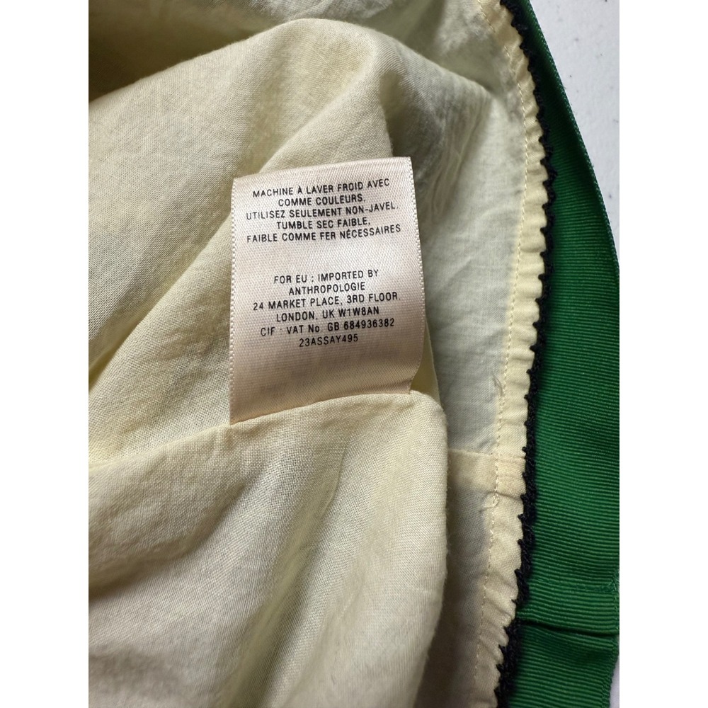 Maeve Anthropologie Striped Strapless Linen Blend Mini Dress Green Trim Size 6 - Picture 9 of 9